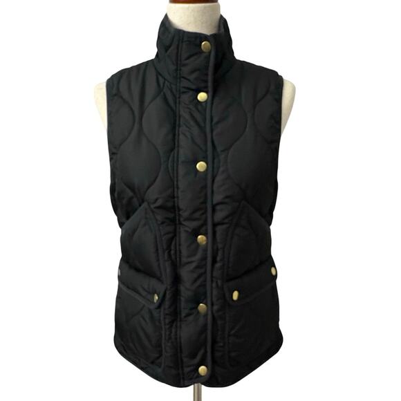 J.Crew Black Quilted Signature Puffer Vest Women’s S PrimaLoft Water Repellent - Picture 2 of 13